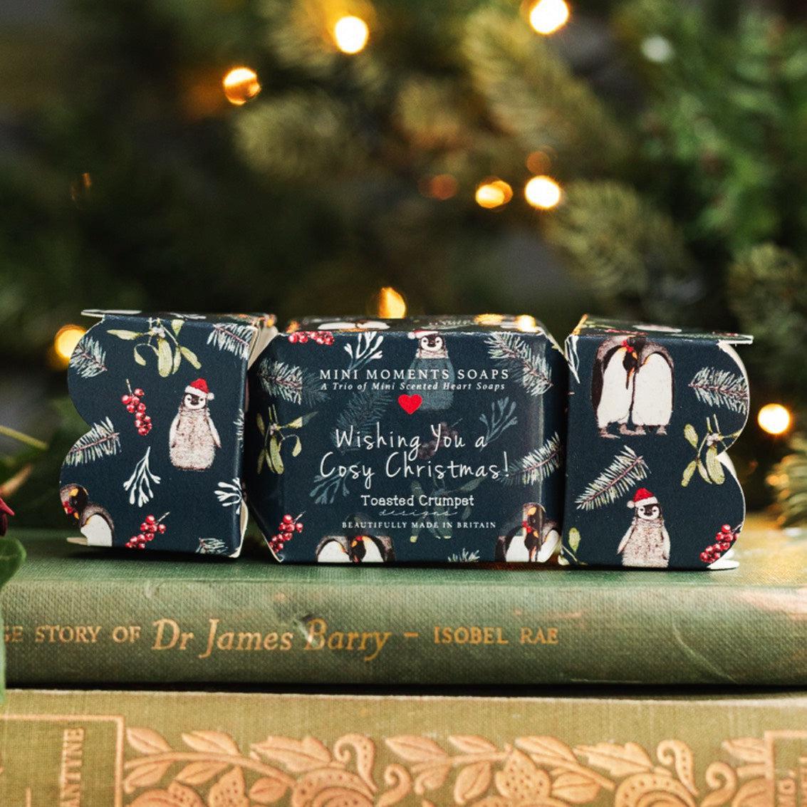 Christmas Penguins Boxed Mini Heart Soaps
